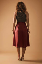 Front Slit Midi Skirt - Rosewood